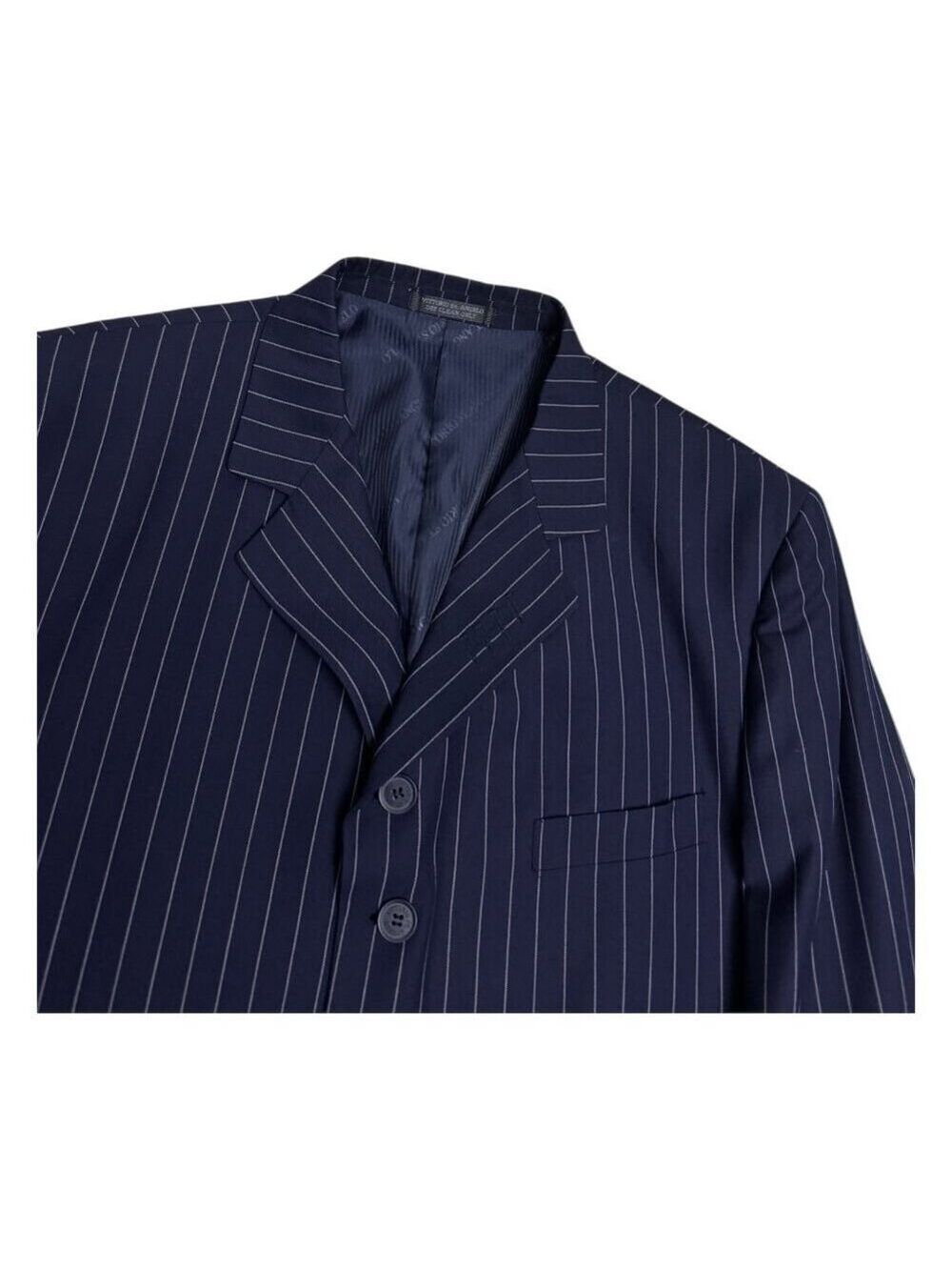 VITTORIO ST ANGELO SUIT Pinstripe Luxury Designer 3-Piece Blue Business Mens 44R - Picture 9 of 10